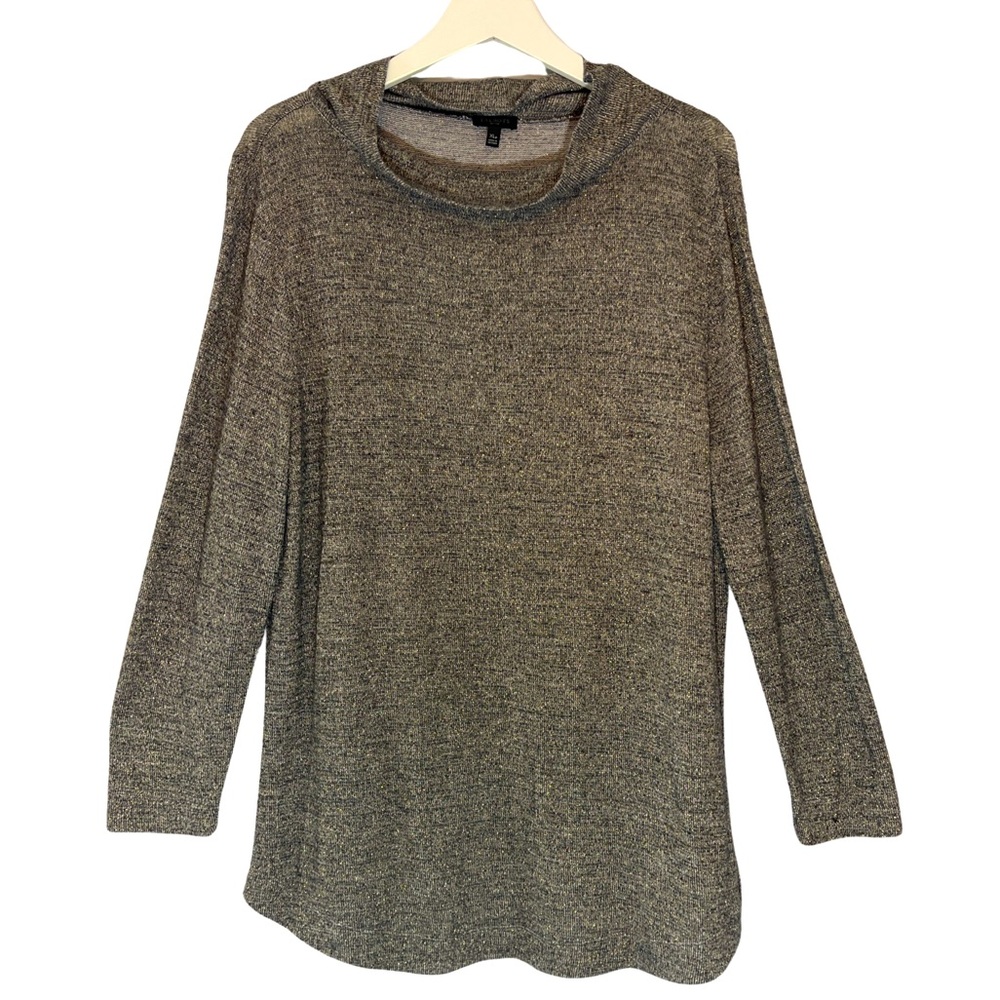 Talbots Petites Gold and Brown Long Sleeve Knit Top Size XL(Petite)
